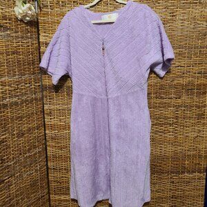 VINTAGE STAN HERMAN CHENILLE LOUNGER Lavendar Zip Front 2 Pockets COMFY M